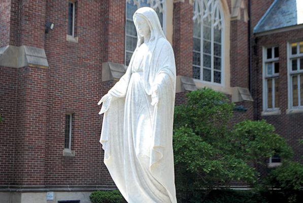 statue in front of Marian Hall