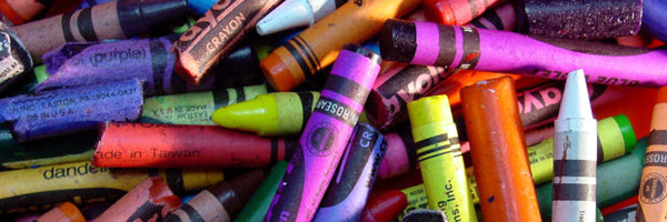 closeup of colorful crayons