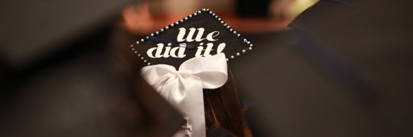 graduation hat with a white bow - we did it