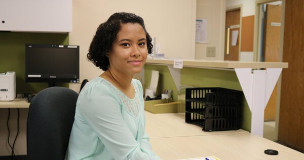 Student sitting at a desk