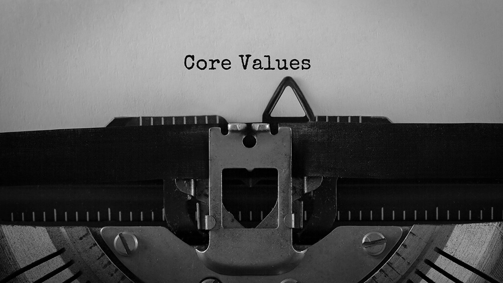 core values being written on a type writer